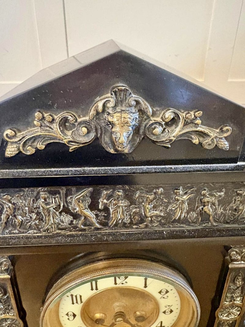 Antique Exceptional Large Victorian Marble Mantel Clock by Philippes Paris – 8 Day Movement - Image 13